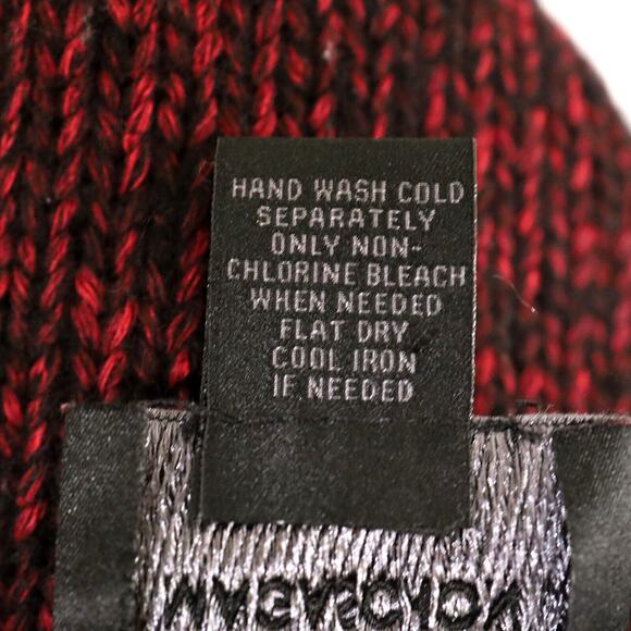 Magaschoni Sweater Womens Medium Black Burgundy Wool Blend Chunky Wool Cotton - Picture 11 of 11